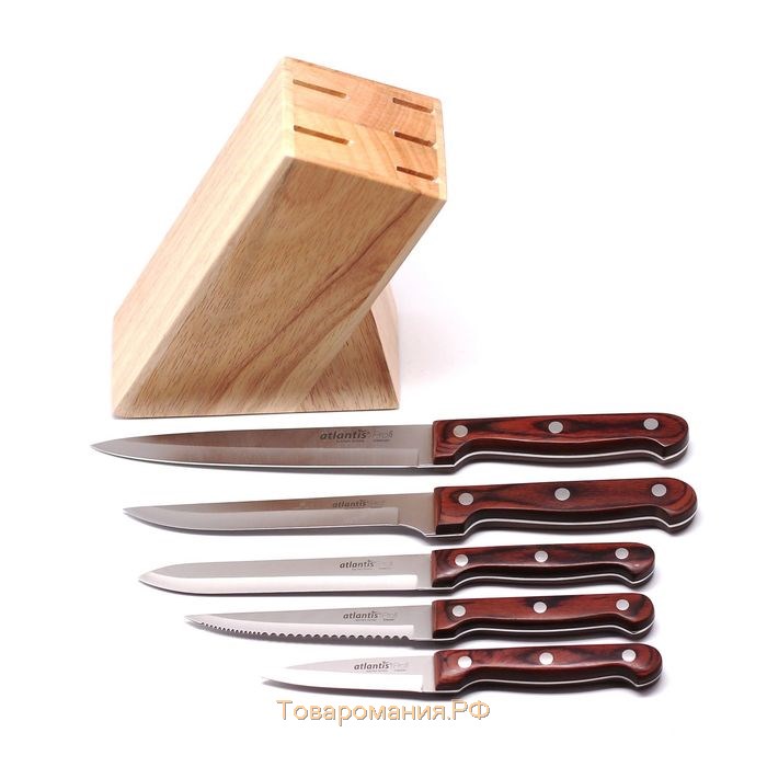 Набор ножей Atlantis «Калипсо», цвет коричневый, 6 предметов