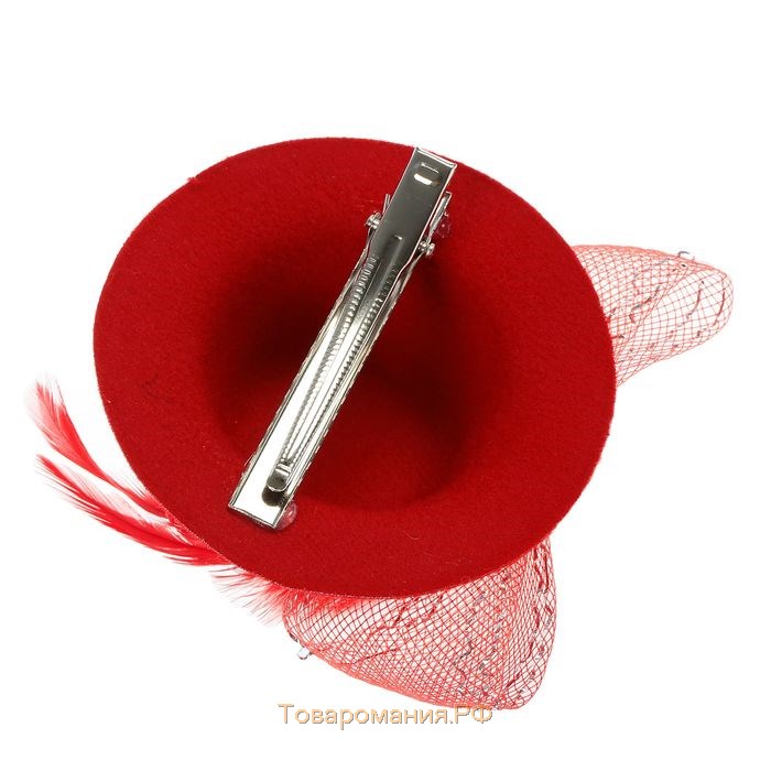 Карнавальный зажим шляпка «Розочка», с перьями, цвета МИКС