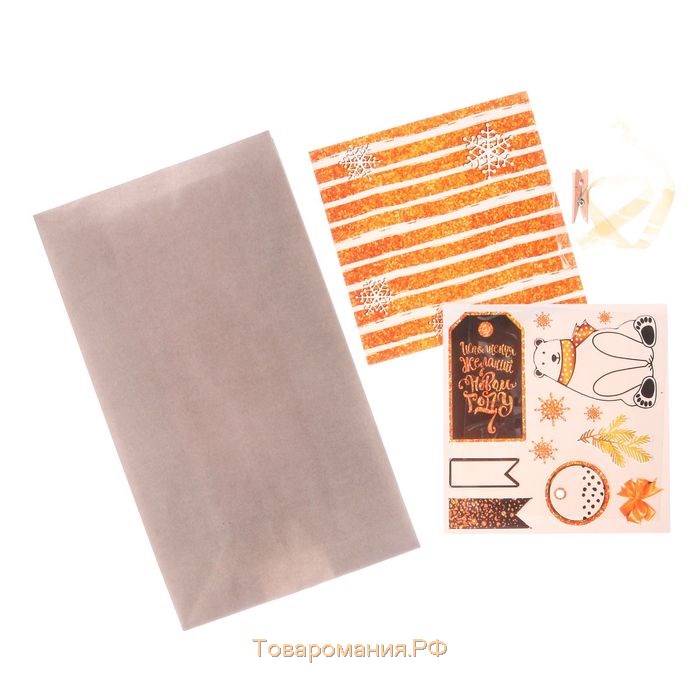 Пакет подарочный без ручек с декором «Зимняя ночь», 15 × 28 см