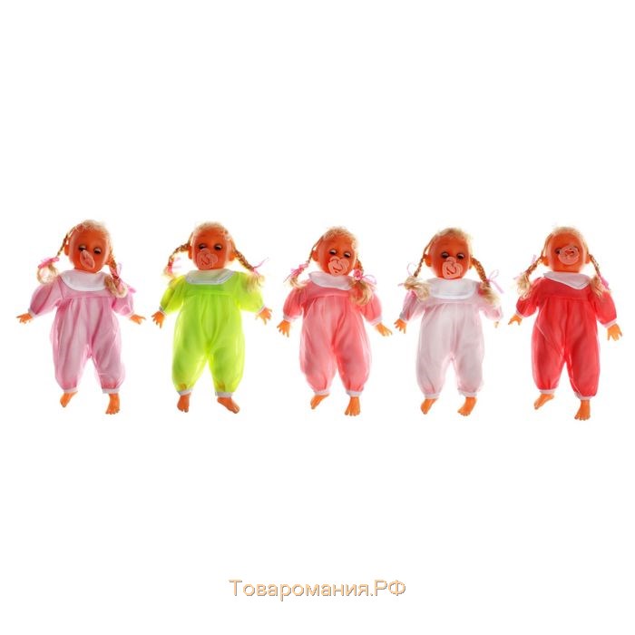 Мягкая игрушка-кукла говорящая "Малышка" с соской, 4 звука, цвета МИКС