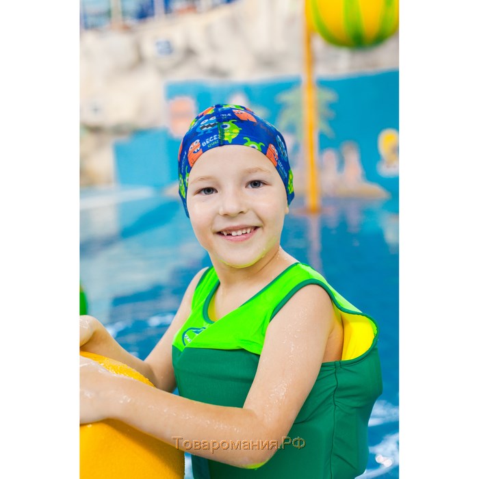 Шапочка для плавания детская «Веселье начинается!», тканевая, обхват 46-52 см
