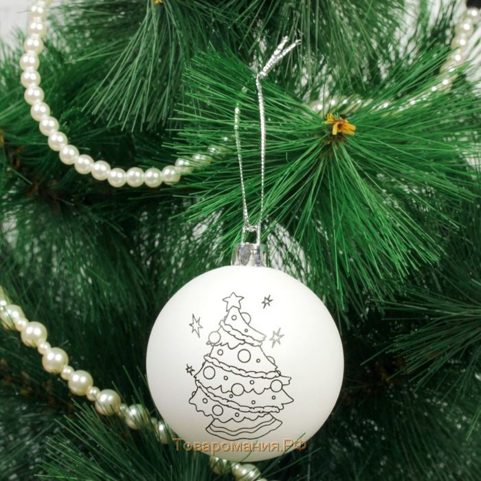 Новогоднее ёлочное украшение под роспись «Ёлочка» размер шара 6 см