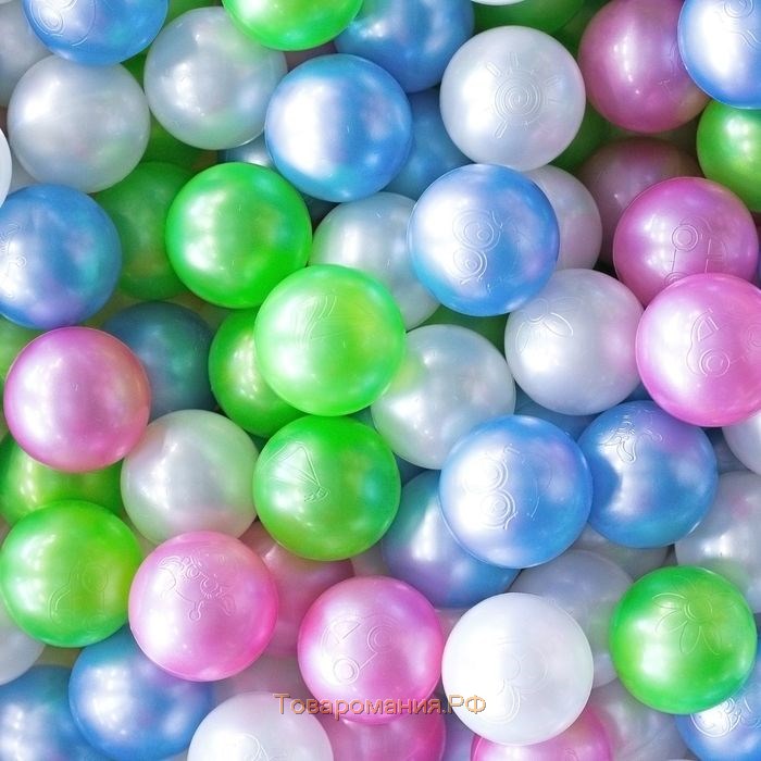 Шарики для сухого бассейна «Перламутровые», диаметр шара 7,5 см, набор 150 штук, цвет розовый, голубой, белый, зелёный