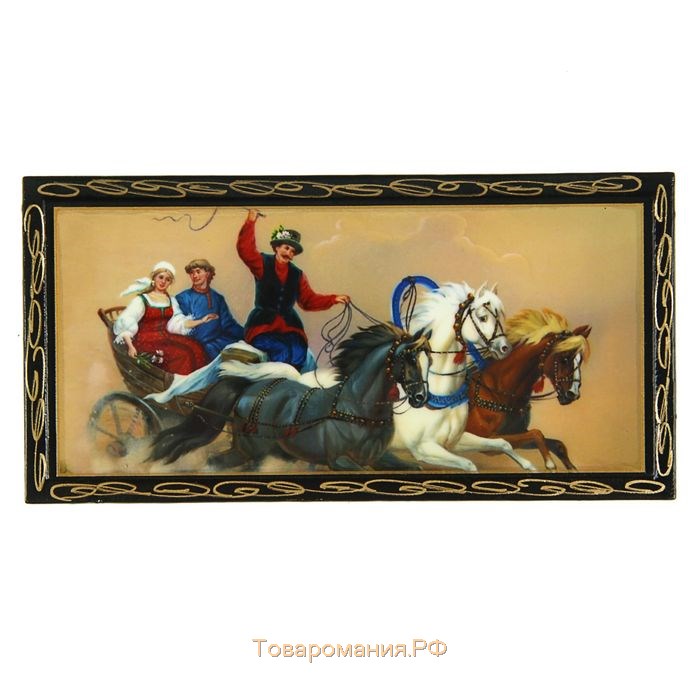 Шкатулка - купюрница «Тройки», 8,5×17см, лаковая миниатюра