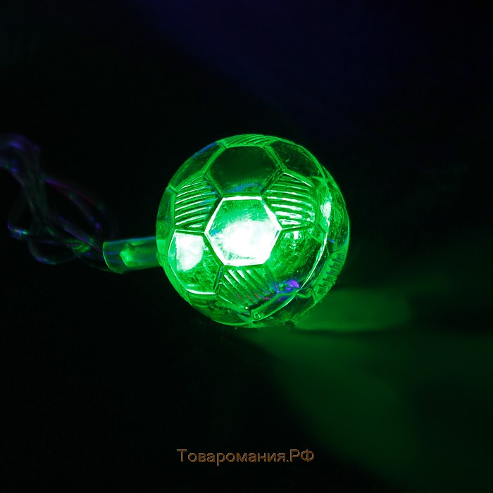 Гирлянда «Нить» 5 м с насадками «Футбольный мяч», IP20, прозрачная нить, 20 LED, свечение мульти (RG/RB), мигание, 220 В