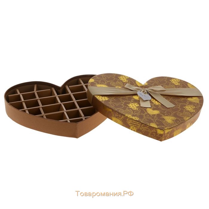 Коробка подарочная для конфет, коричневый, 29,5 х 26 х 4 см