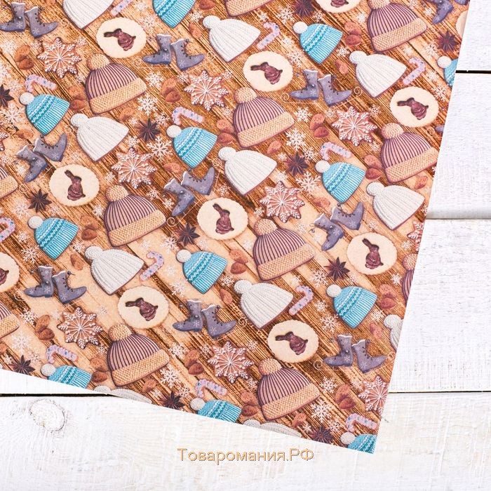 Бумага упаковочная крафтовая «Фигурное печенье», 50 × 70 см