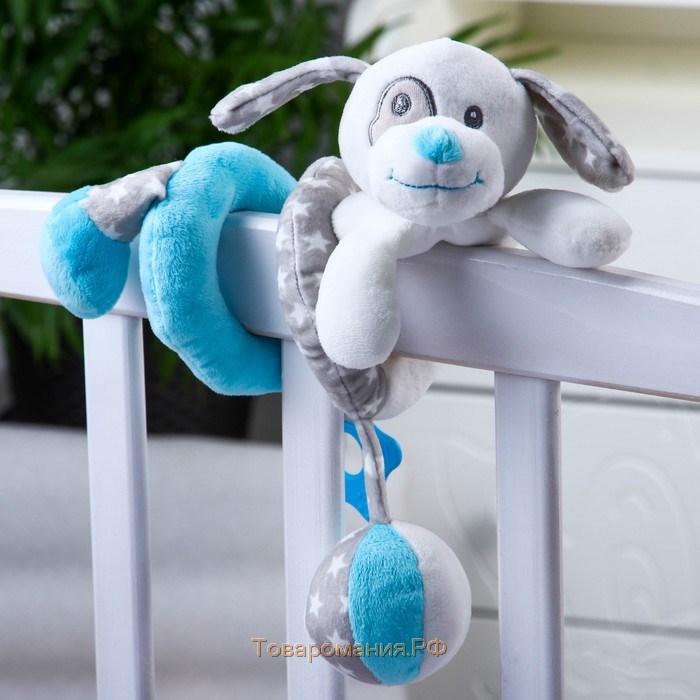 Растяжка - спираль с игрушками дуга на коляску / кроватку для малышей 0+ «Мишка», цвет голубой, Крошка Я 259367