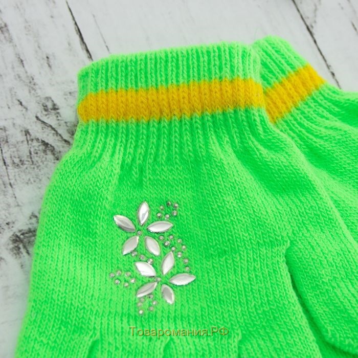 Перчатки детские "Блеск", размер 16, цвет зелёный, аппликация МИКС