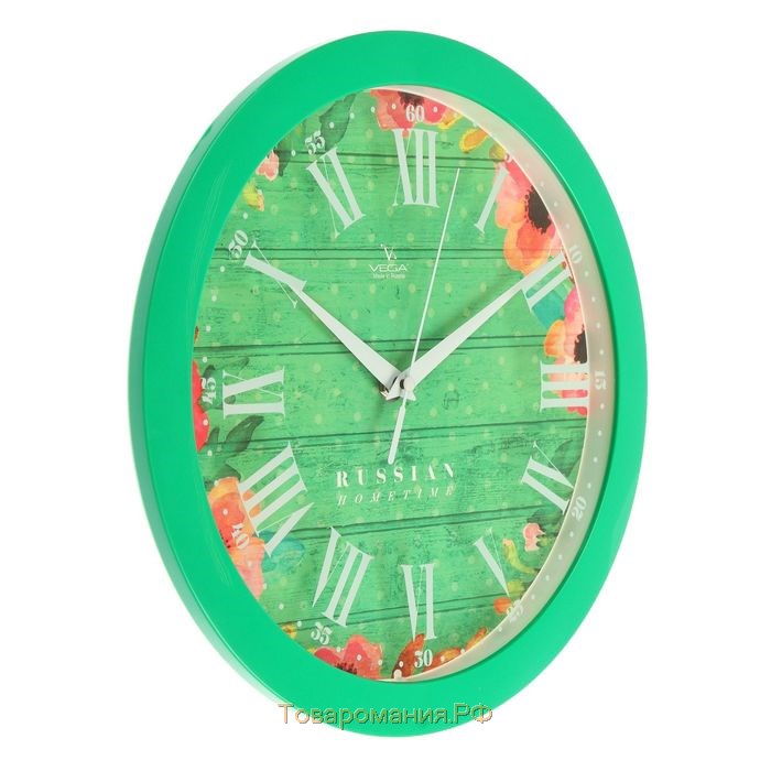 Часы настенные, серия: Интерьер, "Яркие краски", зелёный обод, 28х28 см