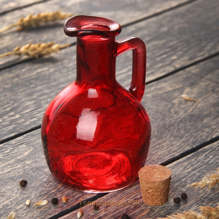 Бутыль стеклянная для соусов и масла «Олио», 200 мл, h=12 см, цвет красный