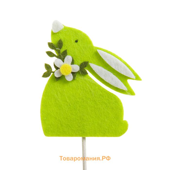 Сувенир на палочке, декор "Кролик с цветочком"