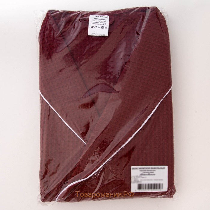 Халат мужской, шалька+кант, размер 56, цвет кирпичный, вафля