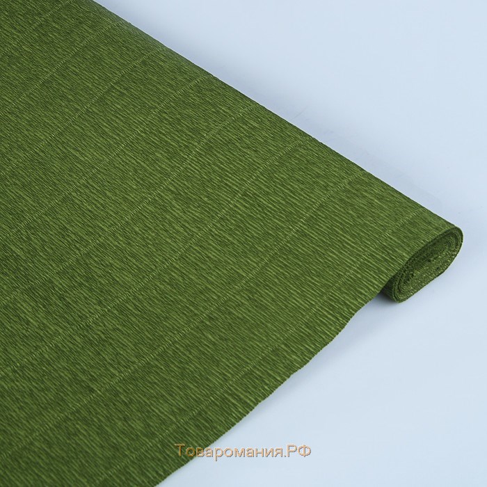 Бумага для упаковок и поделок, гофрированная, оливковый зелёный, однотонная, двусторонняя, рулон 1 шт., 0,5 х 2.5 м