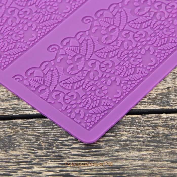 Коврик для айсинга «Природная красота», силикон, 2 полосы, 38,4×19,2 см, цвет фиолетовый