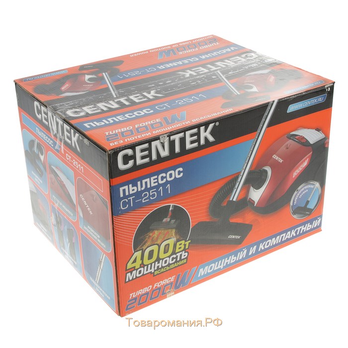 Пылесос Centek CT-2511, 2000/400 Вт, 2 л, красный