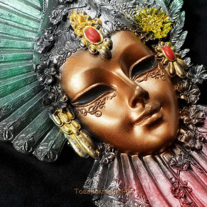 Венецианская маска "Рубин" золото, 32см МИКС