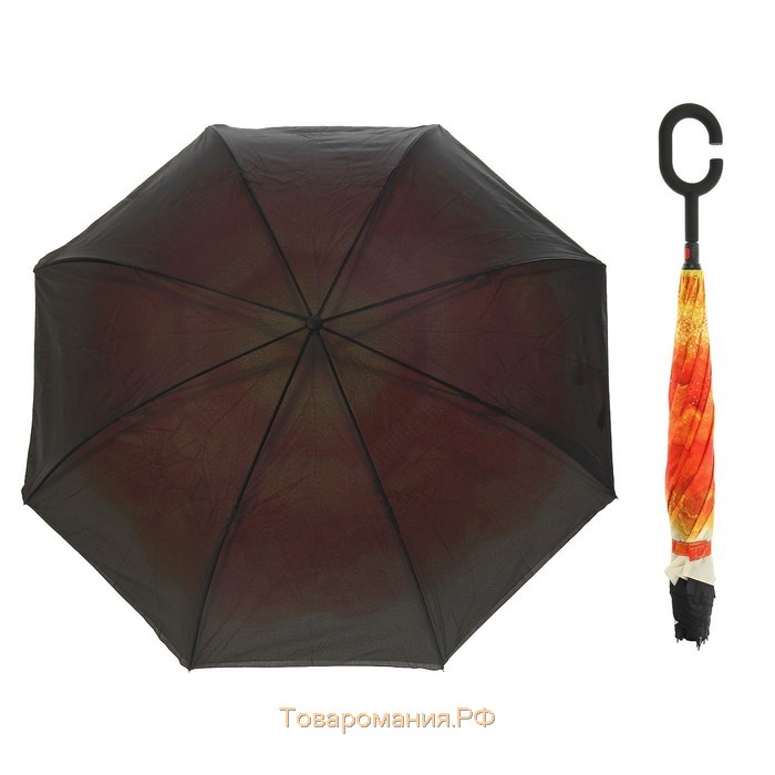 Зонт - наоборот «Огненный цветок», механический, 8 спиц, R = 60 см, цвет чёрный