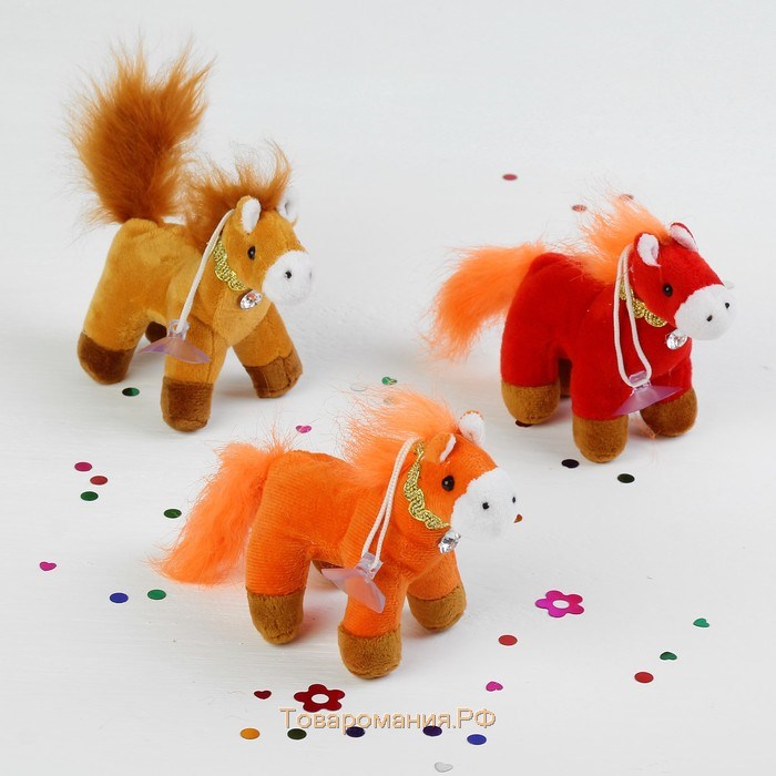 Мягкая игрушка-присоска "Лошадь" тесьма с камнем цвета МИКС