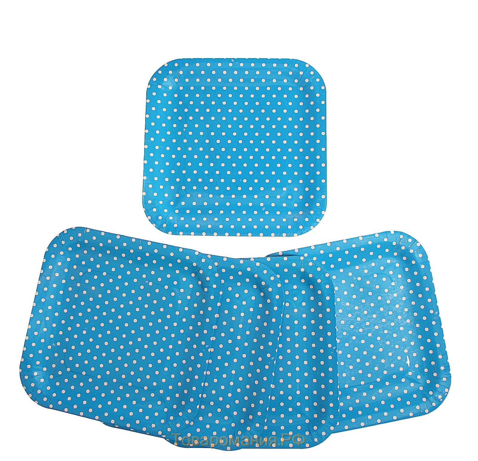 Набор бумажных тарелок "Горошек" голубой цвет, (6 шт), 23 см