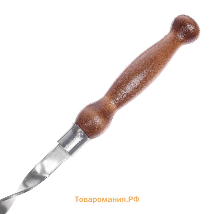 Шампур с деревянной лакированной ручкой, 70х15х3 см
