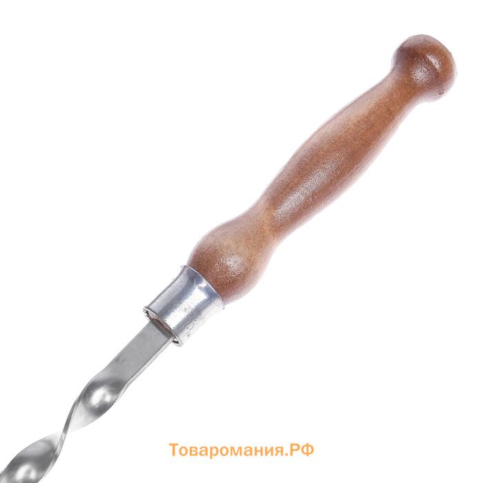 Шампур с деревянной лакированной ручкой, 75х12х2 см