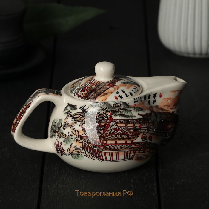 Чайник керамический заварочный с металлическим ситом «Пейзаж», 200 мл