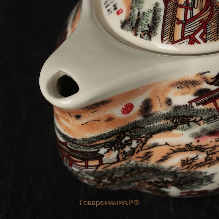 Чайник керамический заварочный с металлическим ситом «Пейзаж», 200 мл