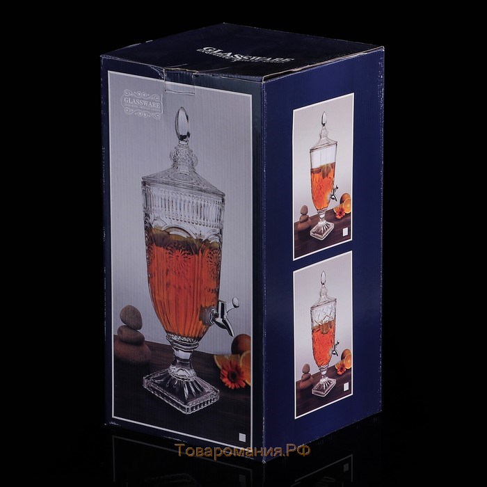 Диспенсер для напитков стеклянный Magistro «Изыск», 3 л, 17×44,5 см