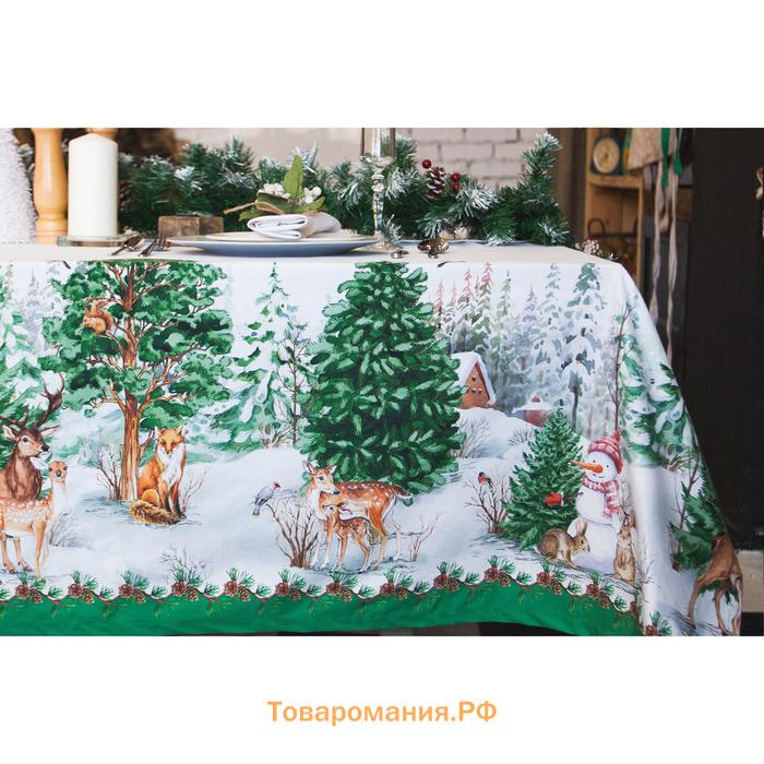Скатерть новогодняя  «Новогодний лес» 148х110 см, 100% хл, саржа 190 гр/м2 с ГМВО