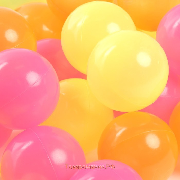 Шарики для сухого бассейна с рисунком «Флуоресцентные», диаметр шара 7,5 см, набор 150 штук, цвета: оранжевый, розовый, лимонный