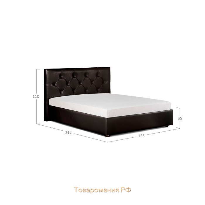Кровать «Монблан» без ПМ, 140×200 см, экокожа, цвет горький шоколад