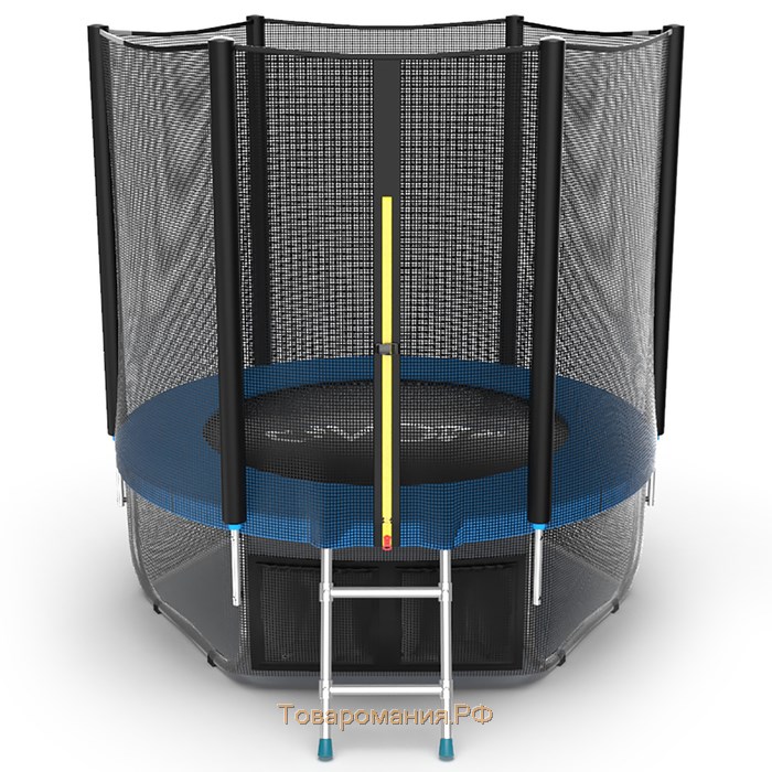 Батут EVO JUMP External 6 ft, d=183 см, с внешней сеткой, нижней сеткой и лестницей, синий