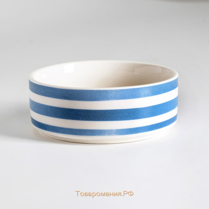 Миска керамическая "Полоски" 180 мл,  10,5 х 4 см, синяя