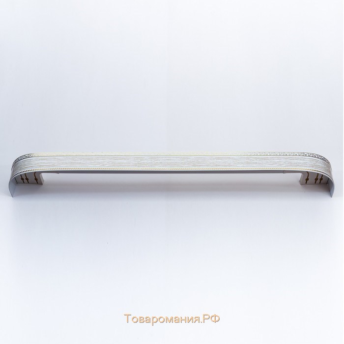 Карниз трёхрядный «Ультракомпакт. Есенин», 200 см, с декоративной планкой 7 см, цвет золото/патина белая