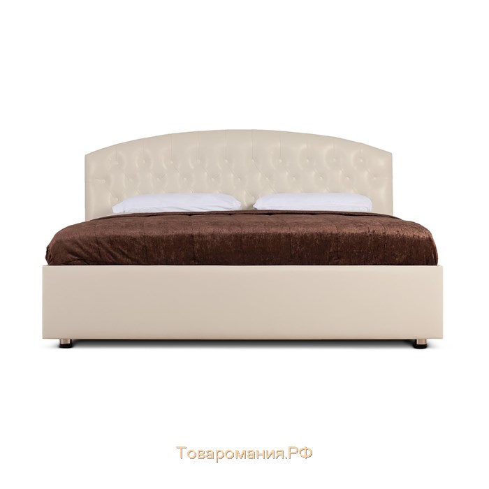 Кровать «Пальмира» без ПМ, 140×200 см, экокожа, цвет ванильное суфле