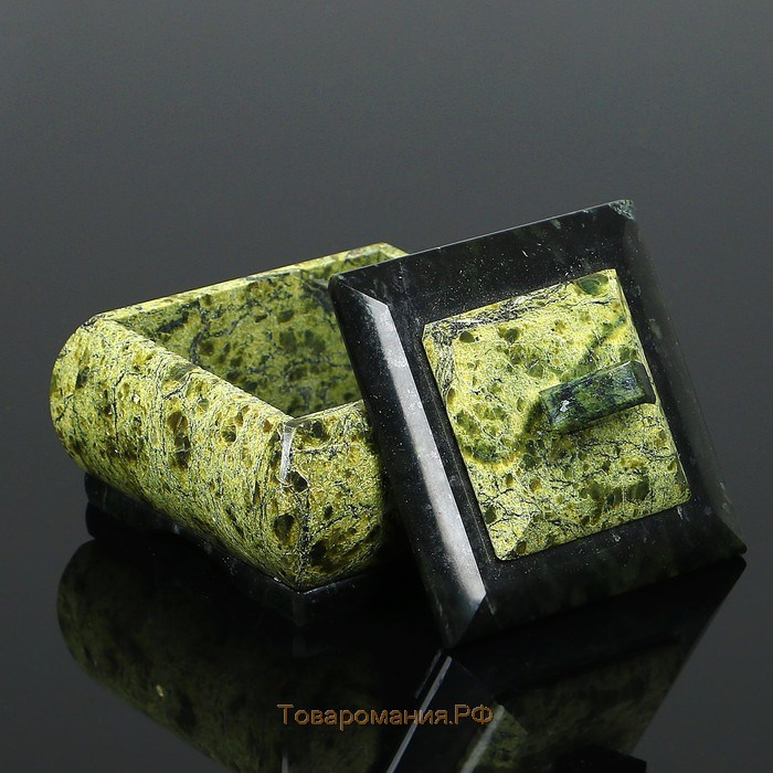 Шкатулка "Ларчик", 8х8х7 см, натуральный камень, змеевик