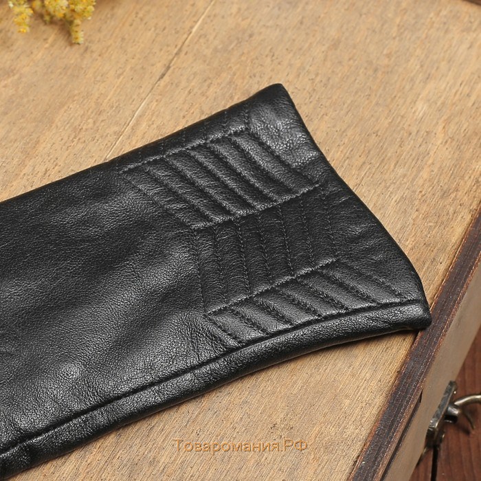 Перчатки женские "Калеопа" прошивка, подклад трикотаж, р-р 8, длина-24см, черный