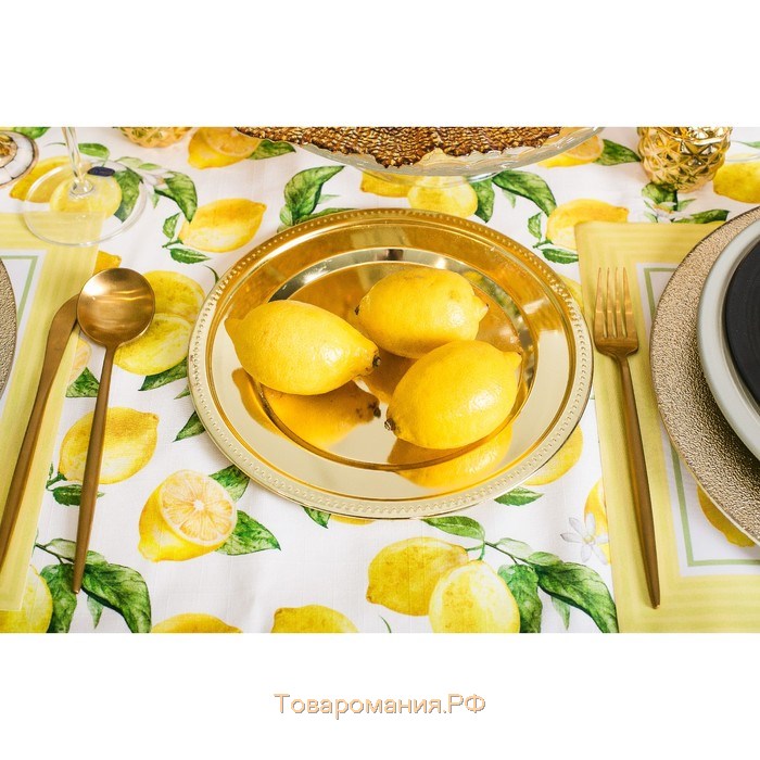 Скатерть "" Лимоны 180х147 см, 100% хлопок, репс 190 гр/м2