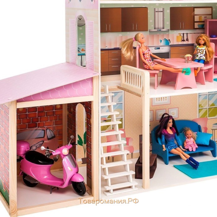 Домик кукольный Paremo «Розали Гранд», трёхэтажный, с мебелью
