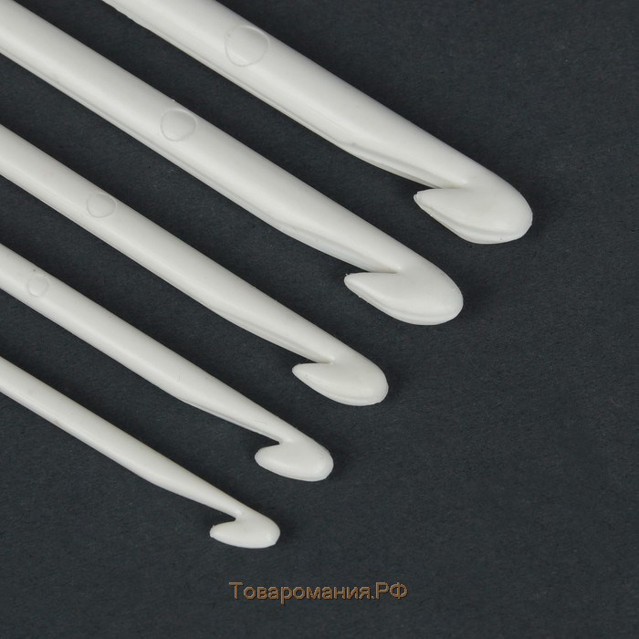 Набор крючков для вязания, d = 4-8 мм, 5 шт, цвет белый