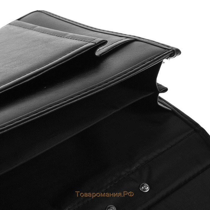 Портфель деловой 380 х 290 х 90 мм, искусственная кожа, с наплечным ремнём "Шушары" чёрный  6С21