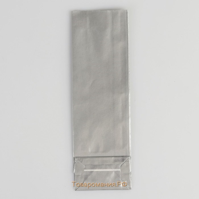 Пакет бумажный фасовочный, глянцевый, серебро, 5,5 х 3 х 17 см