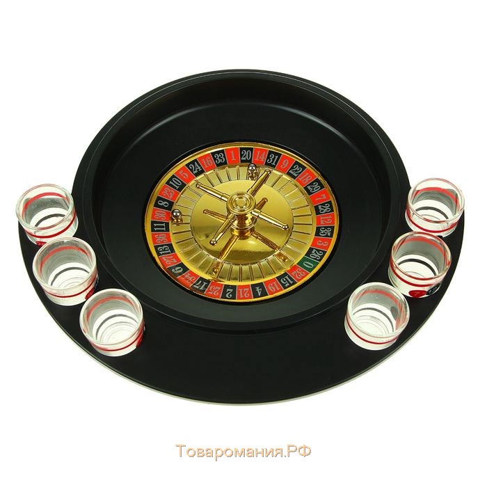 Игра "Алко-Вегас", рулетка черная d-30 см, 6 стопок