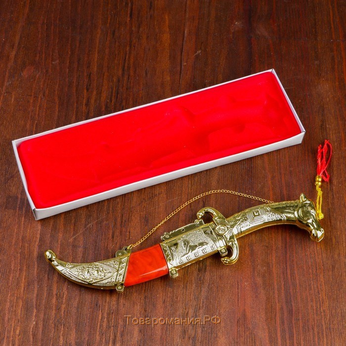 Сув. изделие нож, ножны серебро с красным, клинок 22 см