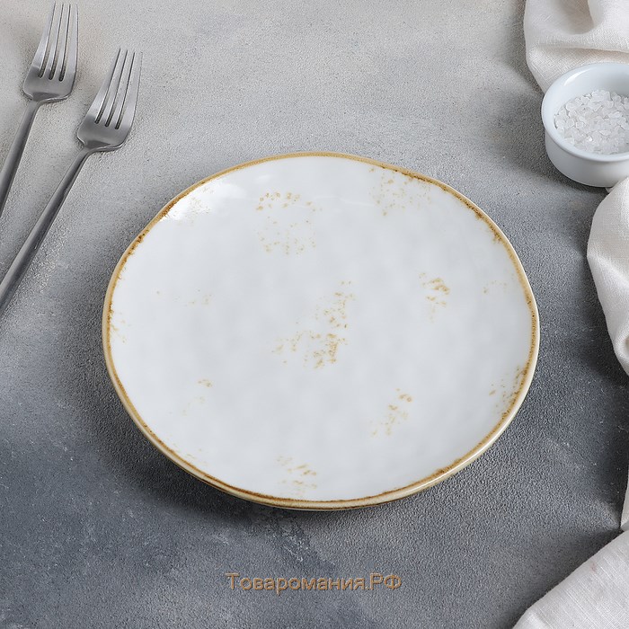 Тарелка фарфоровая Organic Gold, d=21,2 см, цвет белый