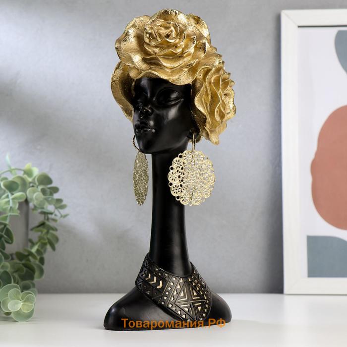 Сувенир полистоун "Африканка с золотыми розами в волосах" МИКС 28,5х13,5х10,5 см