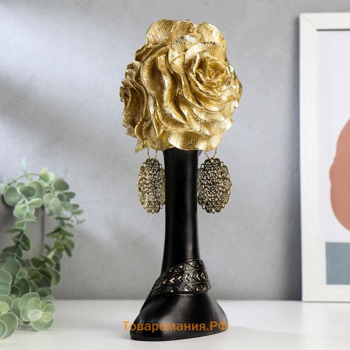 Сувенир полистоун "Африканка с золотыми розами в волосах" МИКС 28,5х13,5х10,5 см
