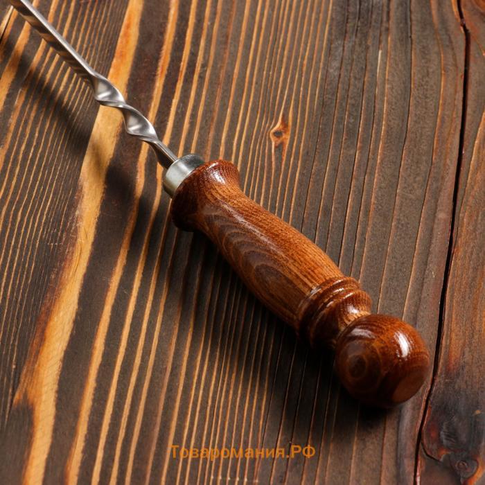 Кочерга узбекская с деревянной ручкой, матовая 40/1 см, полная длина 62 см, сталь 3 мм