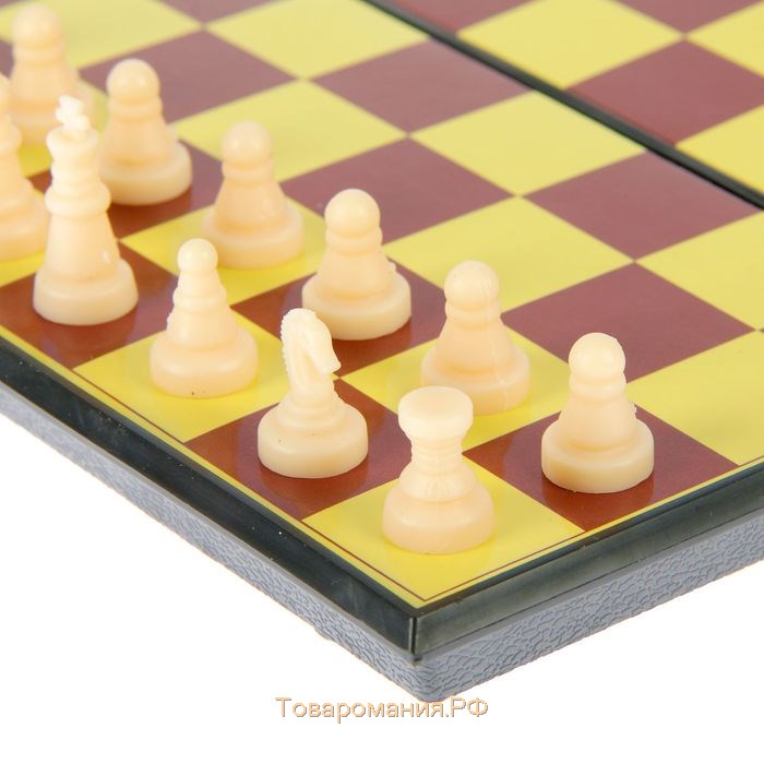 Настольная игра 2 в 1 "Баталия": шашки, шахматы,  доска пластик 16.5х16.5см